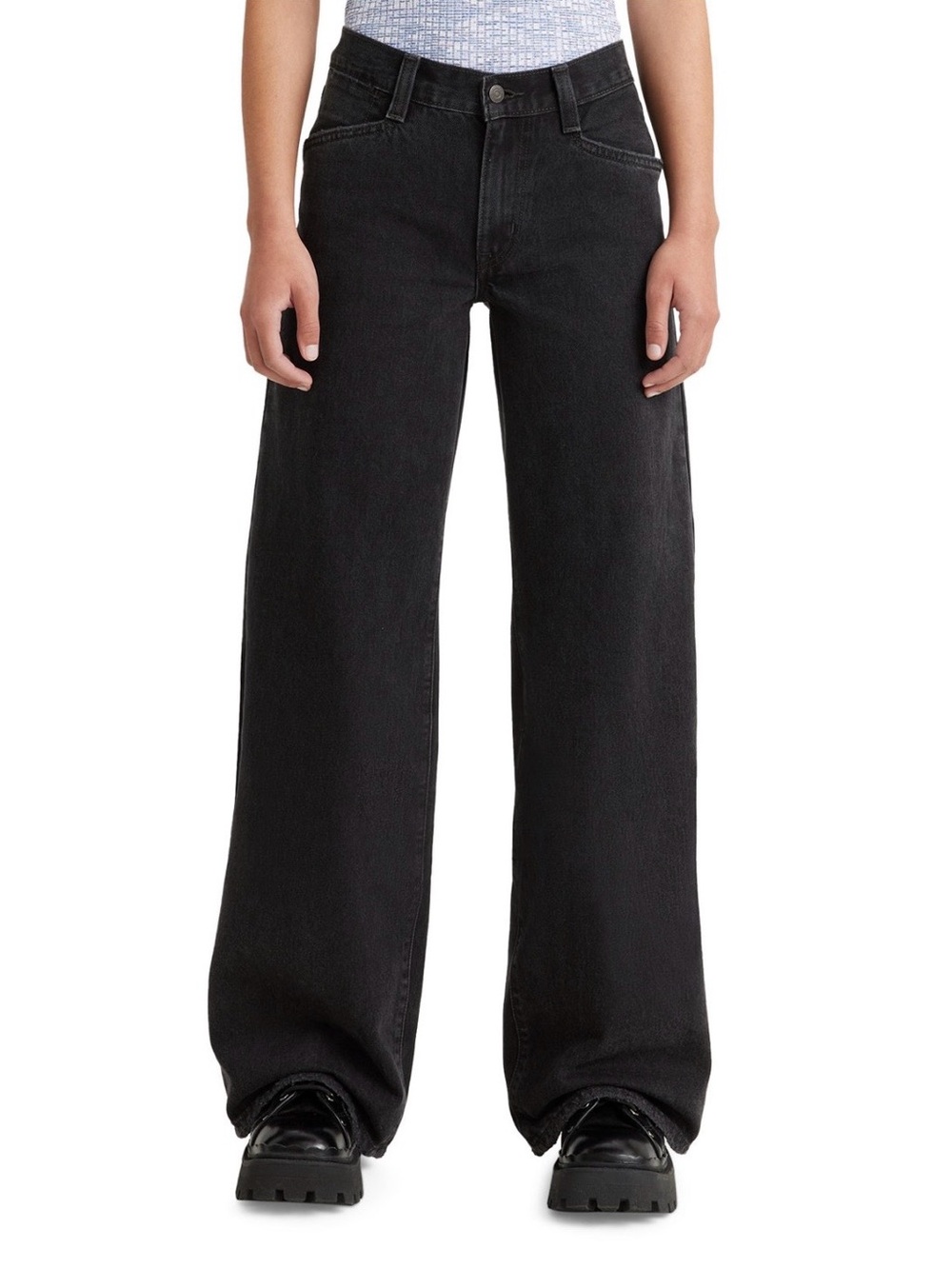 Levi’s 94 Baggy Wide Leg Jeans Black High Rise 100% Cotton Women’s W28 L31